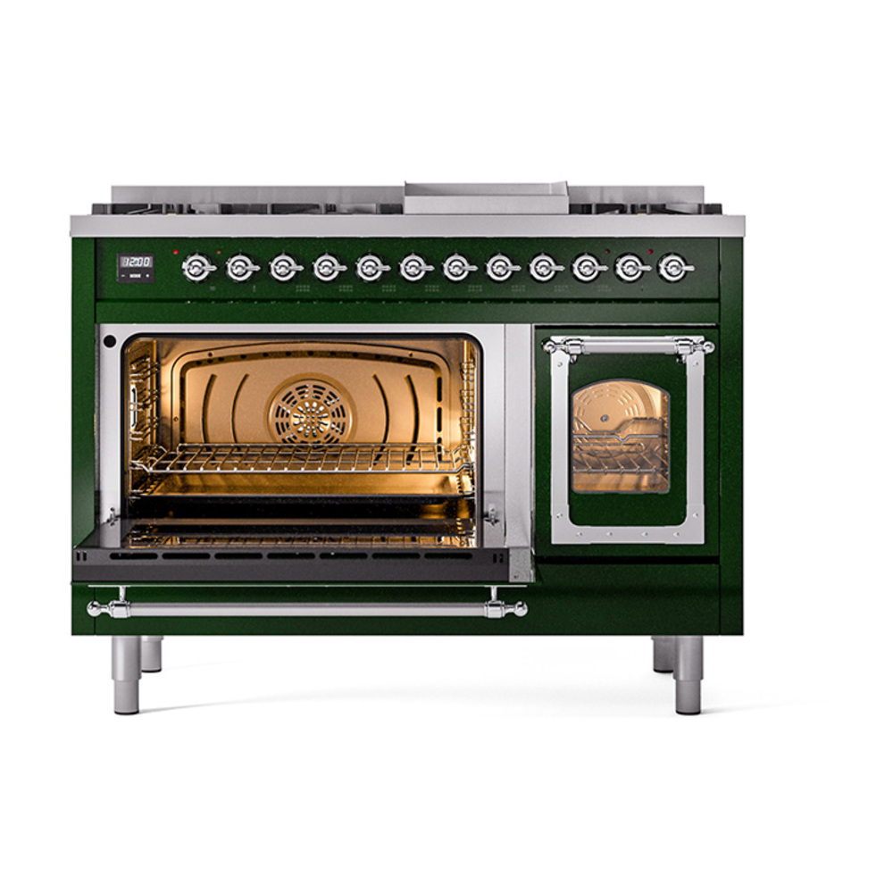 ILVE_UN48FNMPEGCLP_Nostalgie_II_48"_Dual_Fuel_Range_main_oven_door_opened