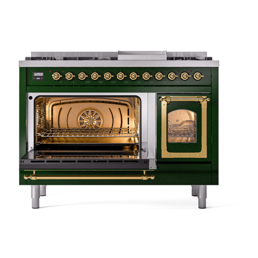 ILVE_UN48FNMPEGGLP_Nostalgie_II_48"_Dual_Fuel_Range_main_oven_door_opened