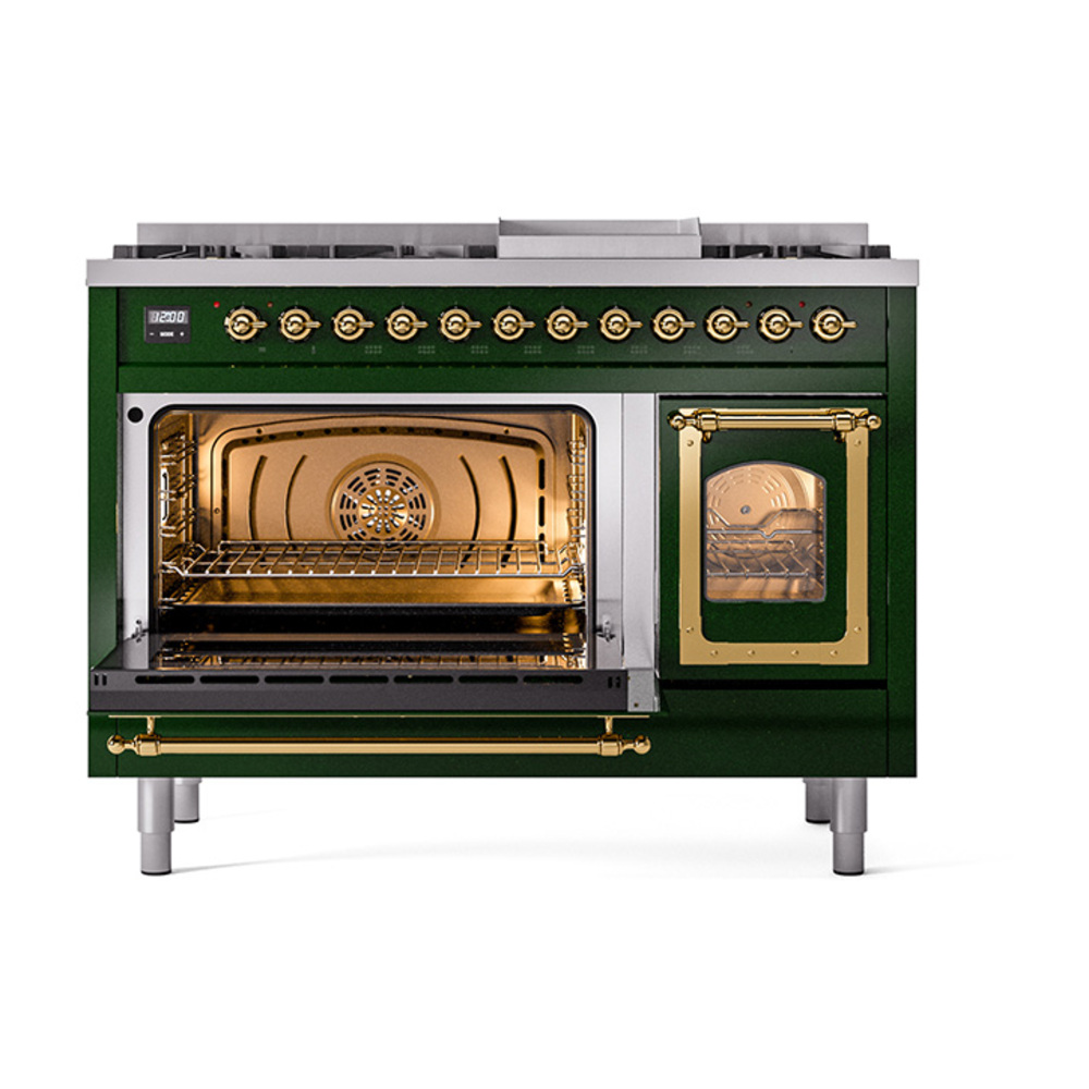 ILVE_UN48FNMPEGGLP_Nostalgie_II_48"_Dual_Fuel_Range_main_oven_door_opened