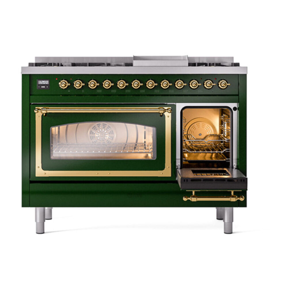 ILVE_UN48FNMPEGG_Nostalgie_II_48"_Dual_Fuel_Range_side_oven_door_opened