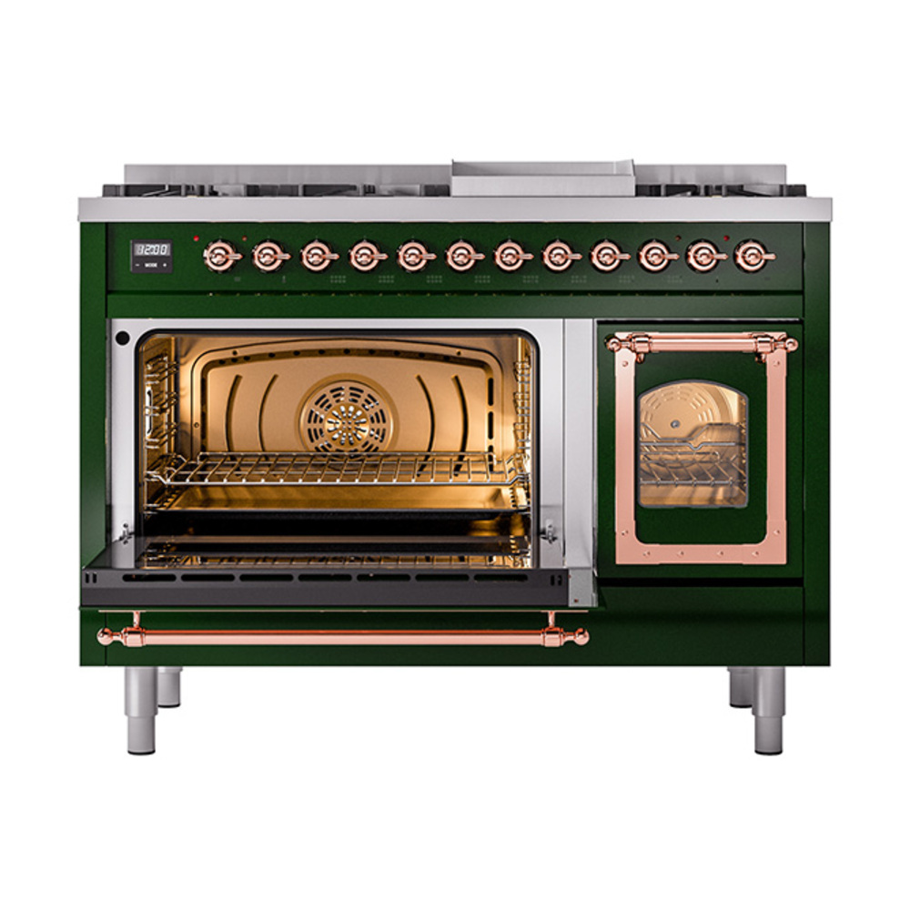 ILVE_UN48FNMPEGPLP_Nostalgie_II_48"_Dual_Fuel_Range_main_oven_door_opened