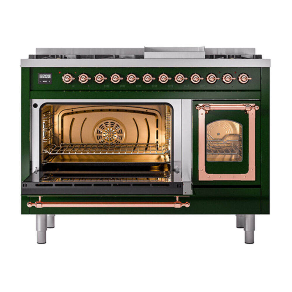 ILVE_UN48FNMPEGP_Nostalgie_II_48"_Dual_Fuel_Range_main_oven_door_opened