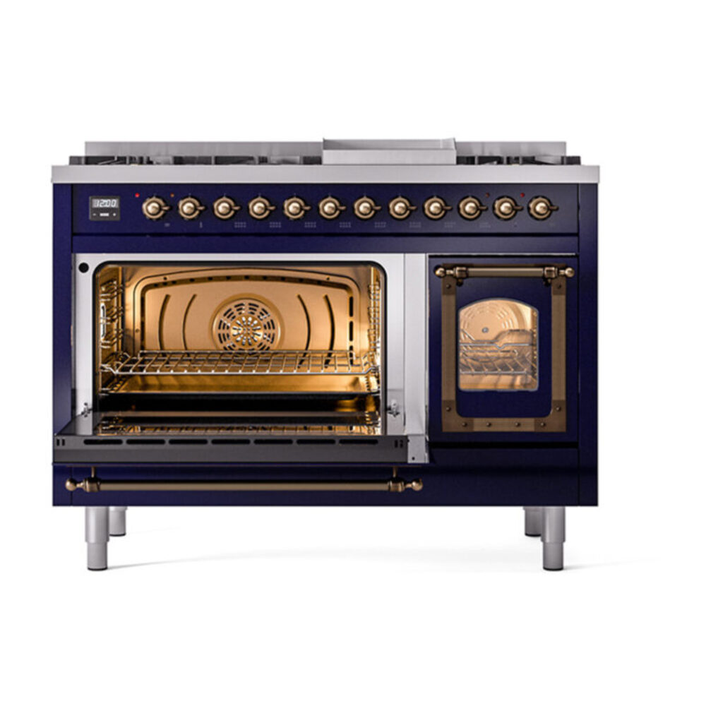 ILVE_UN48FNMPMBB_Nostalgie_II_48"_Dual_Fuel_Range_main_oven_door_opened