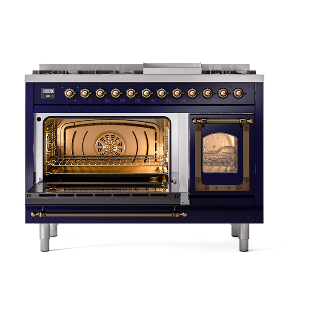 ILVE_UN48FNMPMBB_Nostalgie_II_48"_Dual_Fuel_Range_main_oven_door_opened