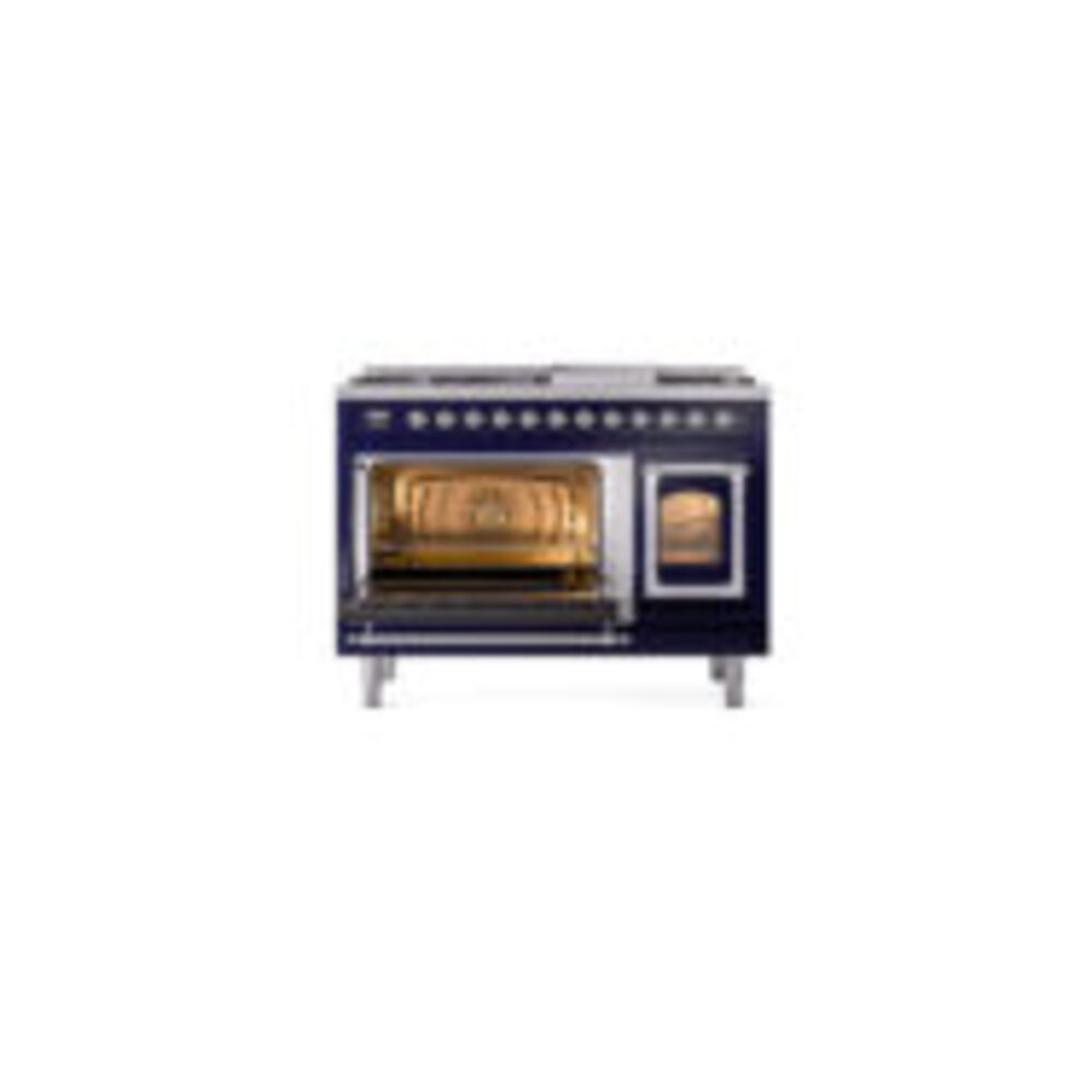 ILVE_UN48FNMPMBCLP_Nostalgie_II_48"_Dual_Fuel_Range_main_oven_door_opened