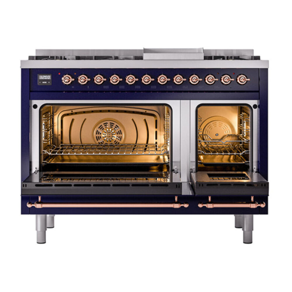 ILVE_UN48FNMPMBP_Nostalgie_II_48"_Dual_Fuel_Range_oven_door_opened
