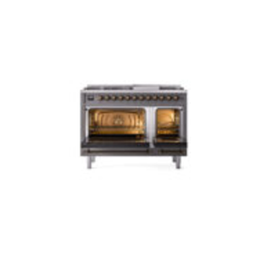 ILVE_UN48FNMPMGBLP_Nostalgie_II_48"_Dual_Fuel_Range_oven_door_opened