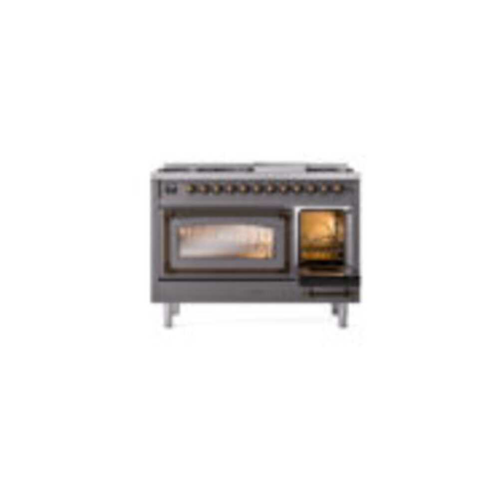 ILVE_UN48FNMPMGBLP_Nostalgie_II_48"_Dual_Fuel_Range_side_oven_door_opened