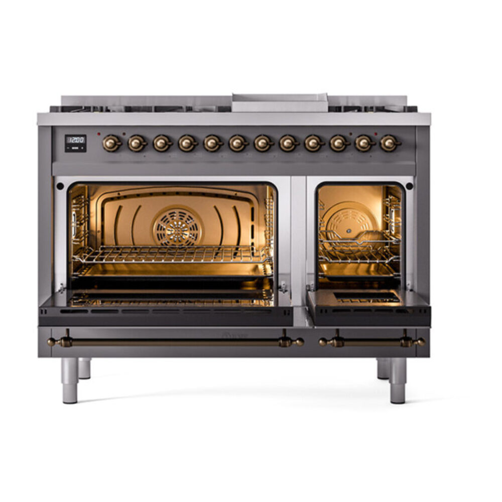 ILVE_UN48FNMPMGB_Nostalgie_II_48"_Dual_Fuel_Range_oven_door_opened