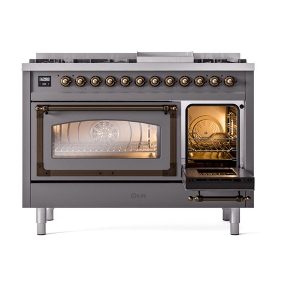 ILVE_UN48FNMPMGB_Nostalgie_II_48"_Dual_Fuel_Range_side_oven_door_opened