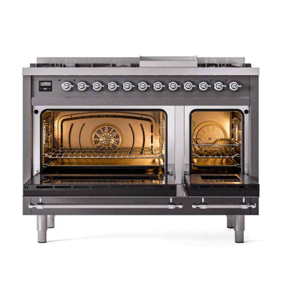 ILVE_UN48FNMPMGCLP_Nostalgie_II_48"_Dual_Fuel_Range_oven_door_opened