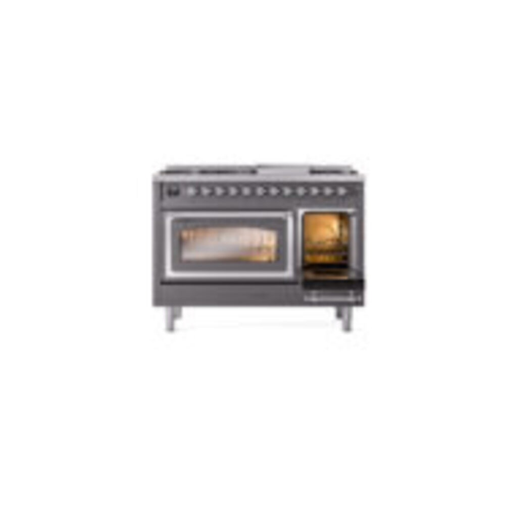 ILVE_UN48FNMPMGCLP_Nostalgie_II_48"_Dual_Fuel_Range_side_oven_door_opened