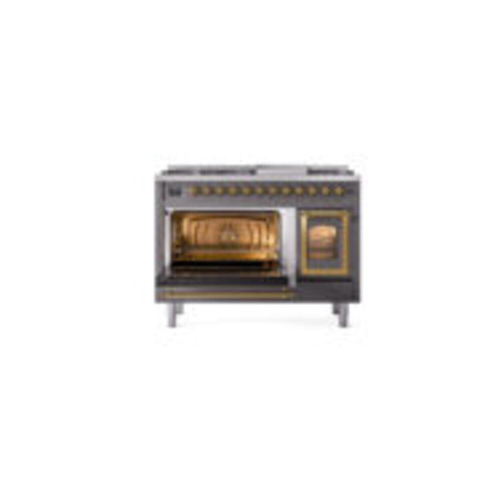 ILVE_UN48FNMPMGGLP_Nostalgie_II_48"_Dual_Fuel_Range_main_oven_door_opened