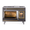 ILVE_UN48FNMPMGG_Nostalgie_II_48"_Dual_Fuel_Range_main_oven_door_opened