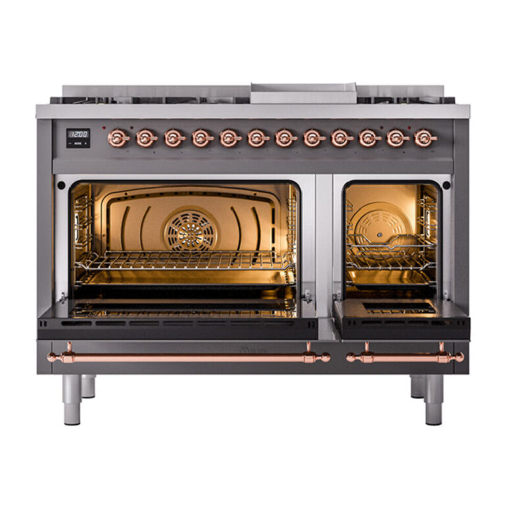 ILVE_UN48FNMPMGPLP_Nostalgie_II_48"_Dual_Fuel_Range_oven_door_opened