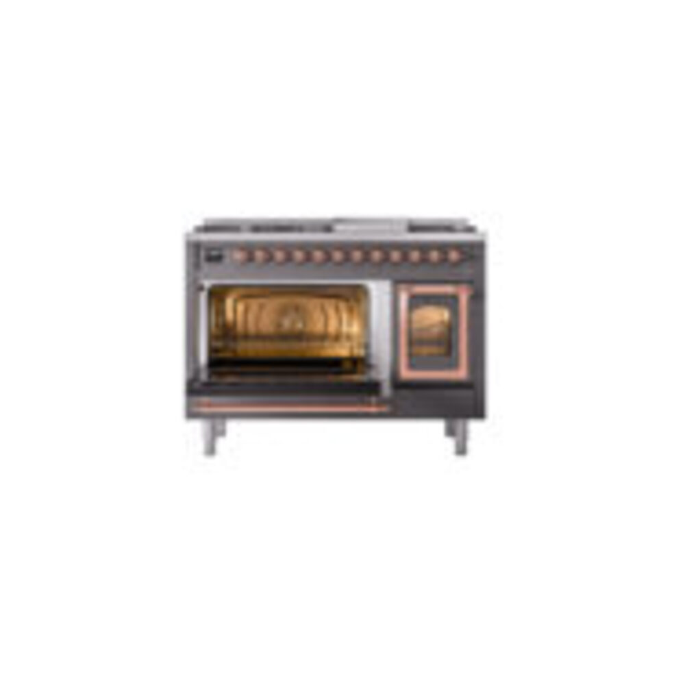 ILVE_UN48FNMPMGPLP_Nostalgie_II_48"_Dual_Fuel_Range_main_oven_door_opened