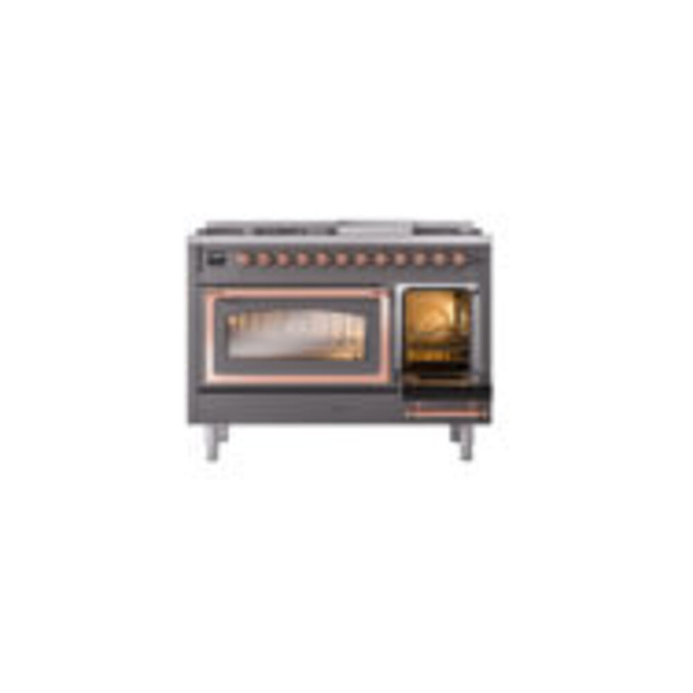 ILVE_UN48FNMPMGPLP_Nostalgie_II_48"_Dual_Fuel_Range_side_oven_door_opened