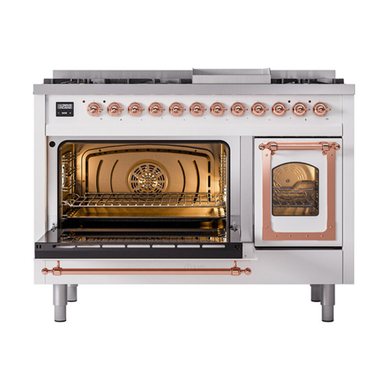 ILVE_UN48FNMPRAPLP_Nostalgie_II_48"_Dual_Fuel_Range_main_oven_door_opened