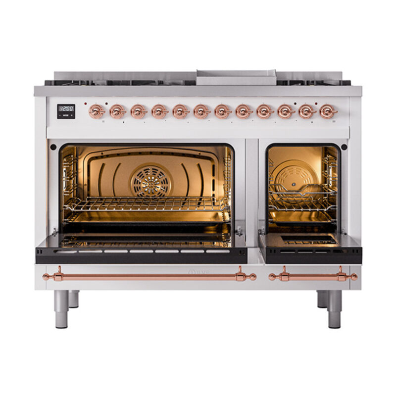 ILVE_UN48FNMPRAP_Nostalgie_II_48"_Dual_Fuel_Range_oven_door_opened