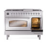 ILVE_UN48FNMPSSCLP_Nostalgie_II_48"_Dual_Fuel_Range_side_oven_door_opened