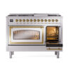 ILVE_UN48FNMPSSGLP_Nostalgie_II_48"_Dual_Fuel_Range_side_oven_door_opened