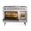 ILVE_UN48FNMPSSG_Nostalgie_II_48"_Dual_Fuel_Range_main_oven_door_opened