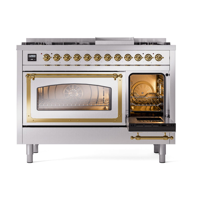 ILVE_UN48FNMPSSG_Nostalgie_II_48"_Dual_Fuel_Range_side_oven_door_opened