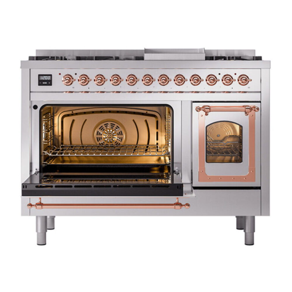 ILVE_UN48FNMPSSPLP_Nostalgie_II_48"_Dual_Fuel_Range_main_oven_door_opened