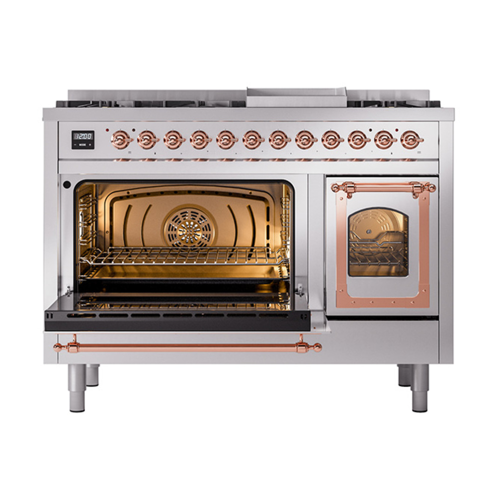 ILVE_UN48FNMPSSP_Nostalgie_II_48"_Dual_Fuel_Range_main_oven_door_opened