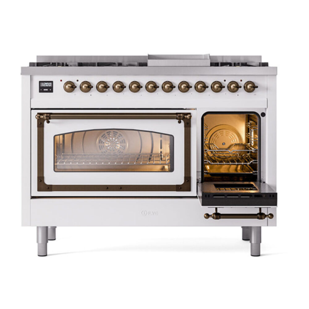 ILVE_UN48FNMPWHBLP_Nostalgie_II_40"_Dual_Fuel_Range_side_oven_door_opened