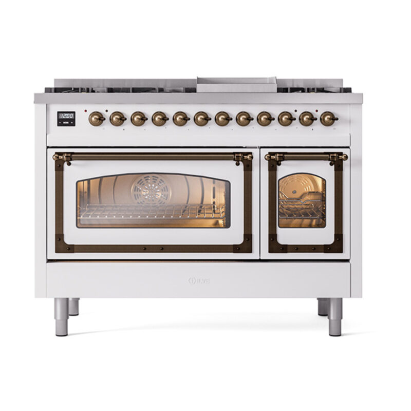 ILVE_UN48FNMPWHB_Nostalgie_II_48"_Dual_Fuel_Range_front_view