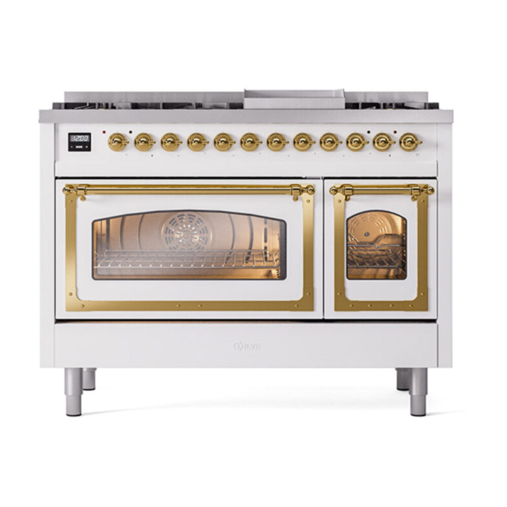 ILVE_UN48FNMPWHGLP_Nostalgie_II_40"_Dual_Fuel_Range_front_view