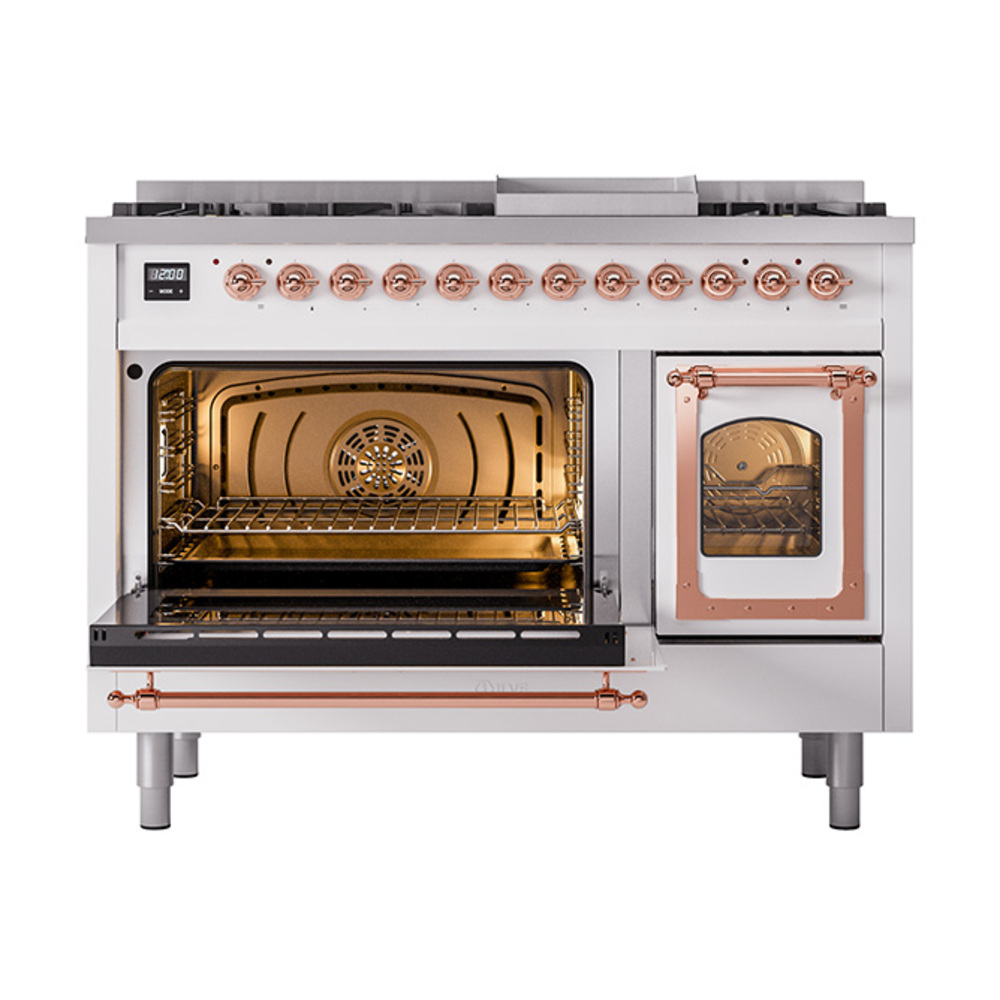 ILVE_UN48FNMPWHPLP_Nostalgie_II_40"_Dual_Fuel_Range_main_oven_door_opened