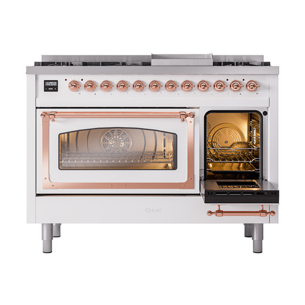 ILVE_UN48FNMPWHPLP_Nostalgie_II_40"_Dual_Fuel_Range_side_oven_door_opened