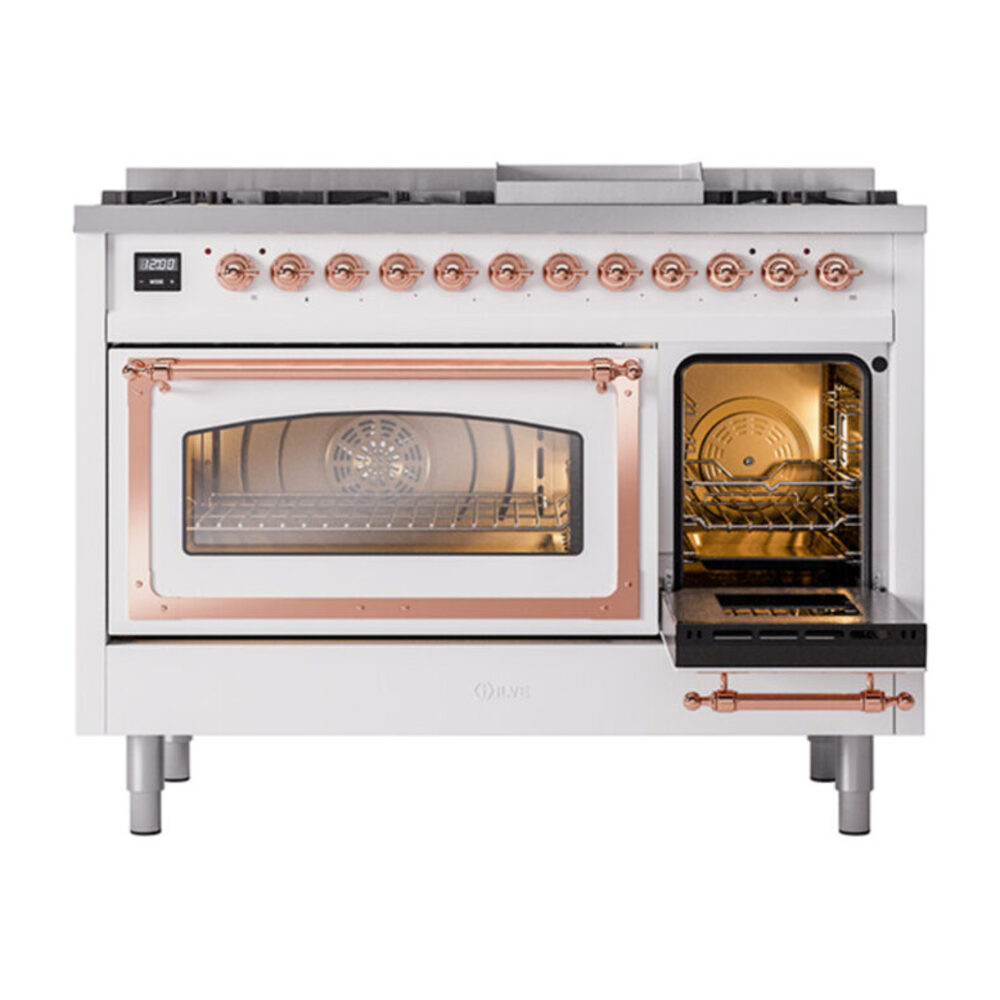 ILVE_UN48FNMPWHP_Nostalgie_II_40"_Dual_Fuel_Range_side_oven_door_opened