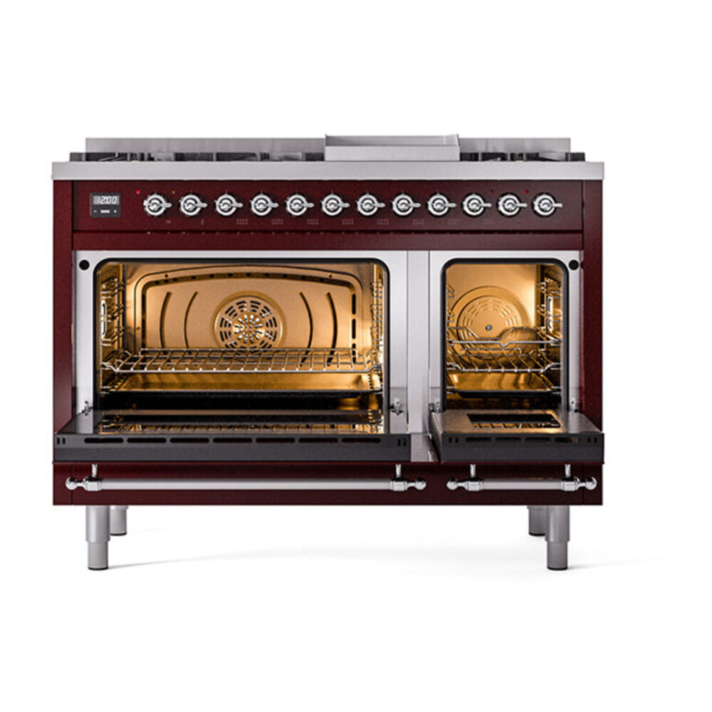 ILVE_UN48FQNMPBUCLP_Nostalgie_II_48"_Dual_Fuel_Range_oven_door_opened