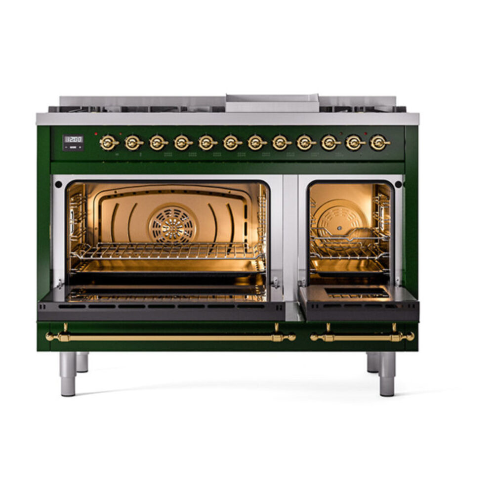 ILVE_UN48FQNMPEGGLP_Nostalgie_II_48"_Dual_Fuel_Range_oven_door_opened