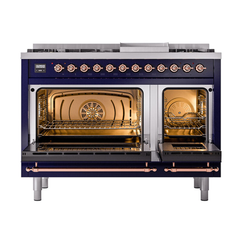 ILVE_UN48FQNMPMBPLP_Nostalgie_II_48"_Dual_Fuel_Range_oven_door_opened