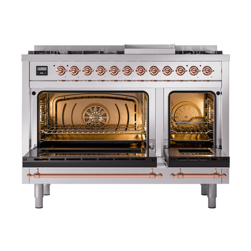 ILVE_UN48FQNMPSSPLP_Nostalgie_II_48"_Dual_Fuel_Range_oven_door_opened