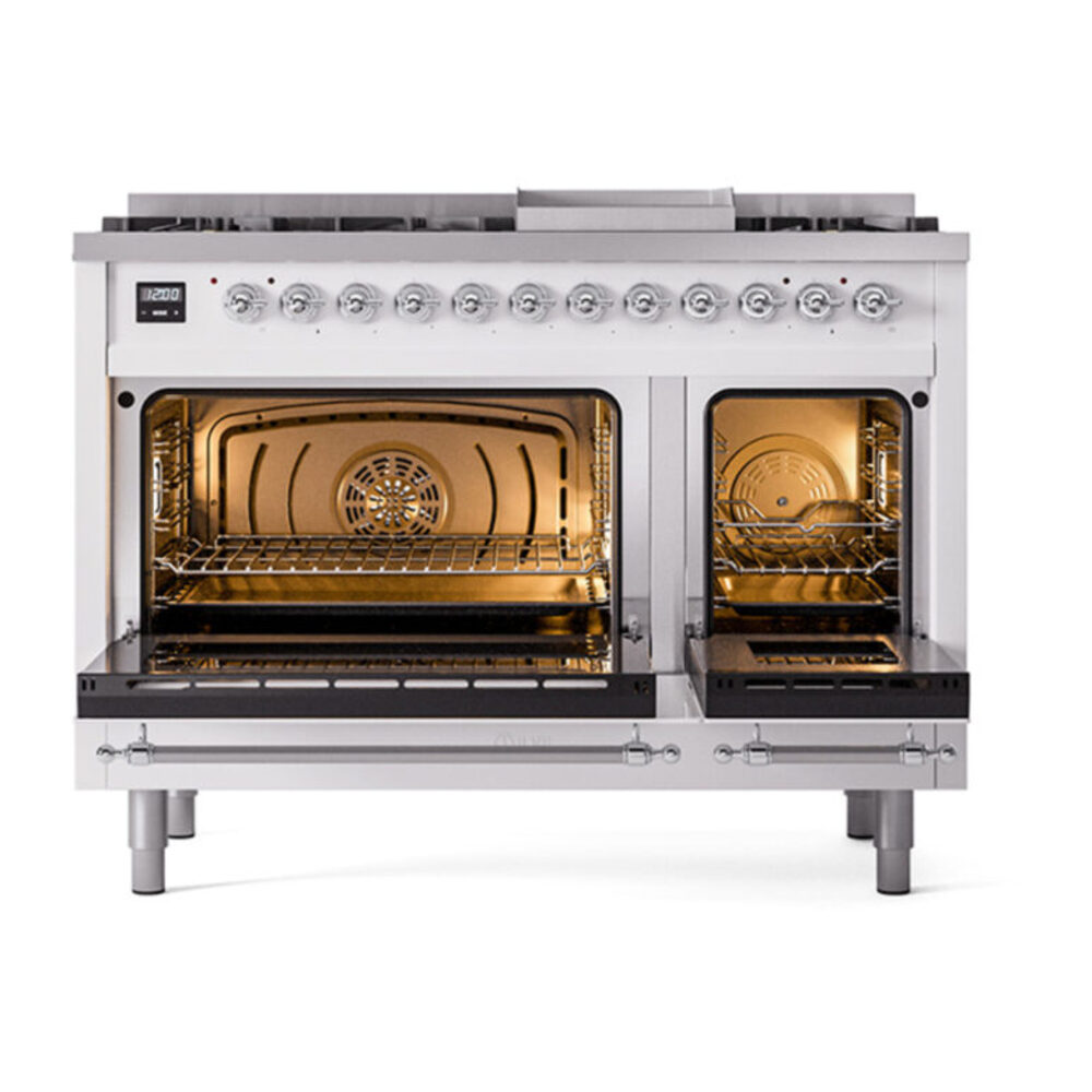 ILVE_UN48FQNMPWHC_Nostalgie_II_48"_Dual_Fuel_Range_oven_door_opened