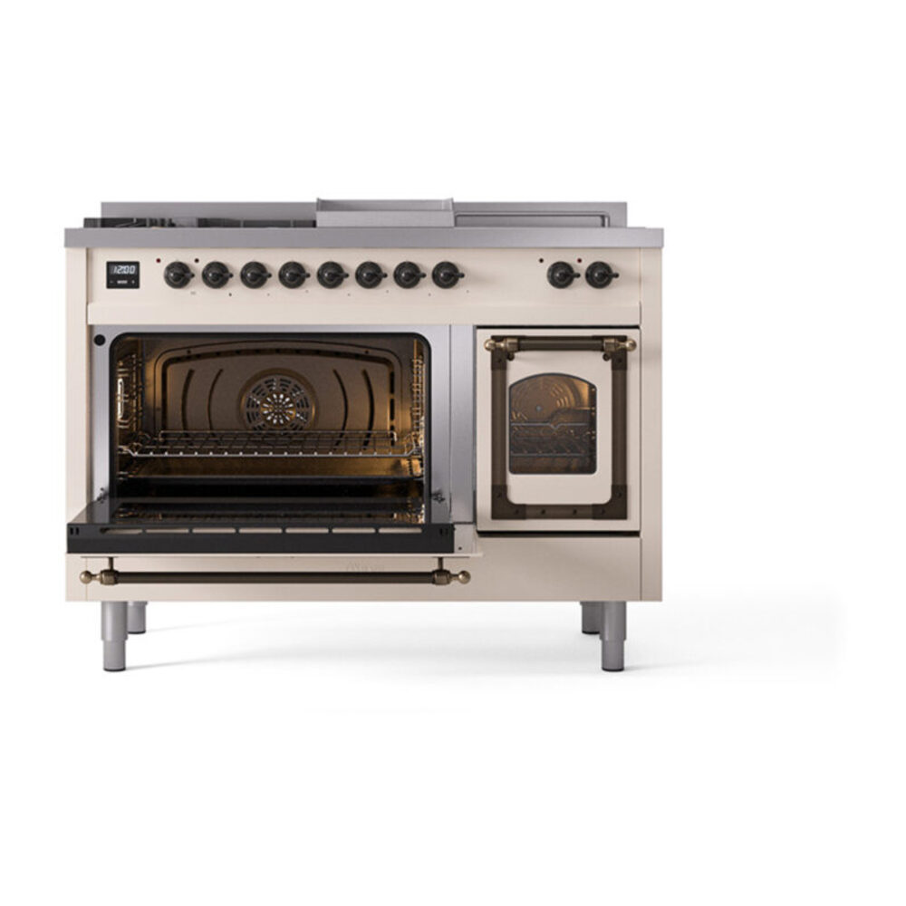 ILVE_UN48FSNMPAWBLP_Nostalgie_II_48"_Dual_Fuel_Range_main_oven_door_opened