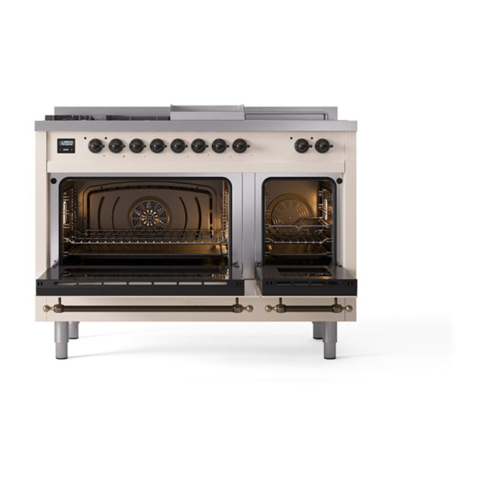 ILVE_UN48FSNMPAWB_Nostalgie_II_48"_Dual_Fuel_Range_oven_door_opened