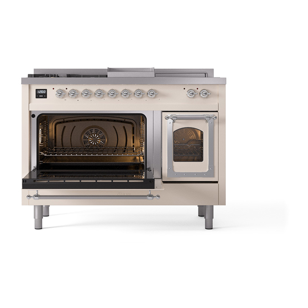 ILVE_UN48FSNMPAWCLP_Nostalgie_II_48"_Dual_Fuel_Range_main_oven_door_opened