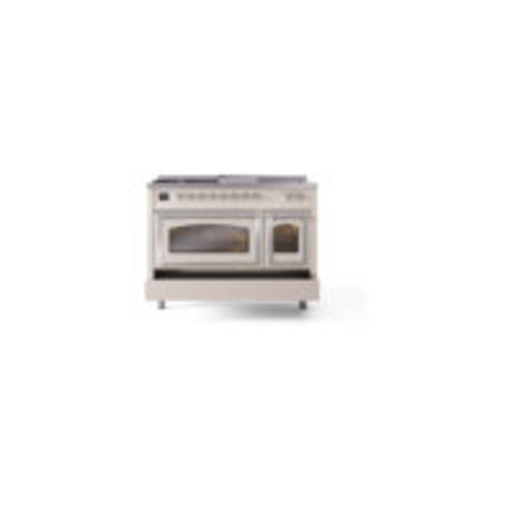 ILVE_UN48FSNMPAWC_Nostalgie_II_48"_Dual_Fuel_Range_drawer_opened