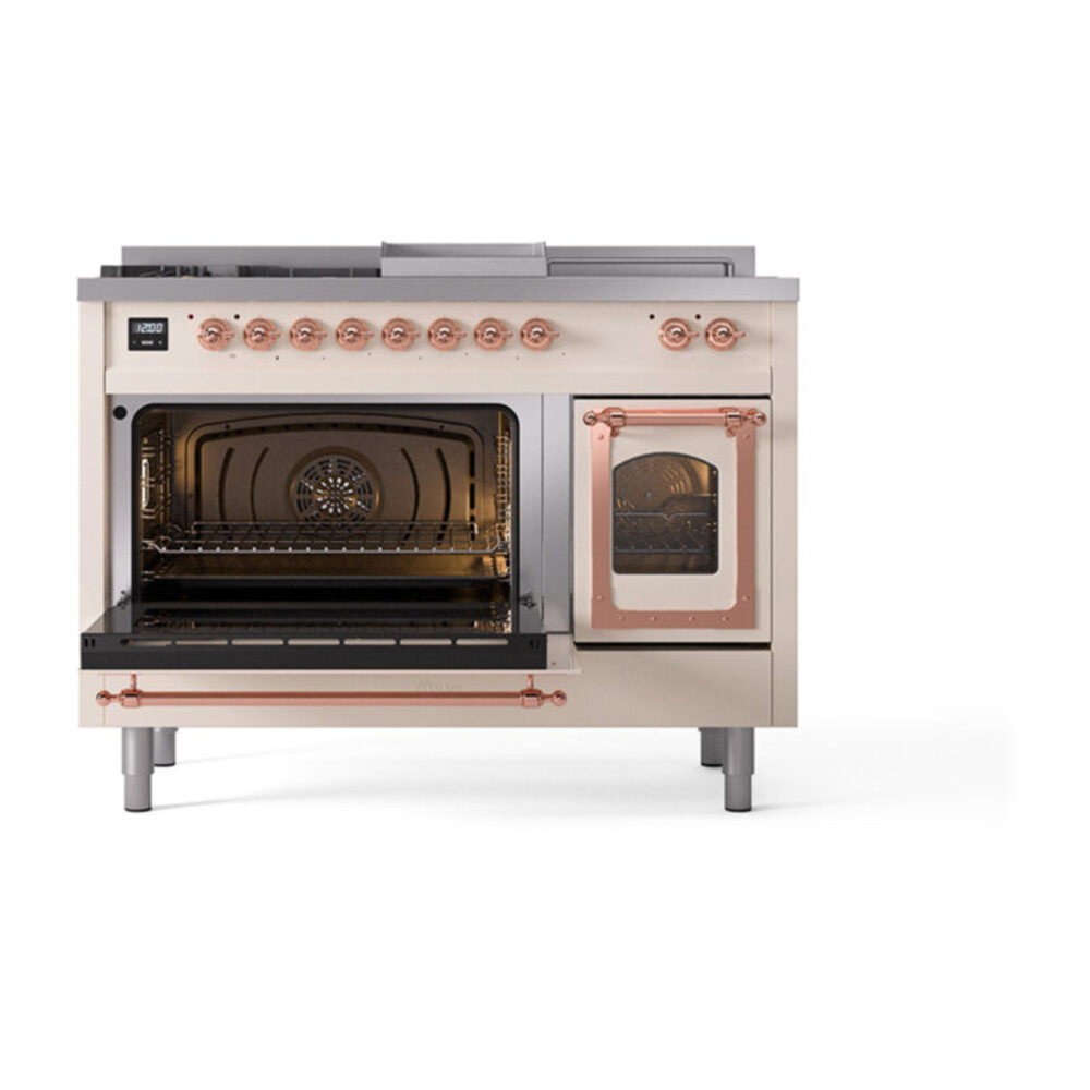 ILVE_UN48FSNMPAWPLP_Nostalgie_II_48"_Dual_Fuel_Range_main_oven_door_opened