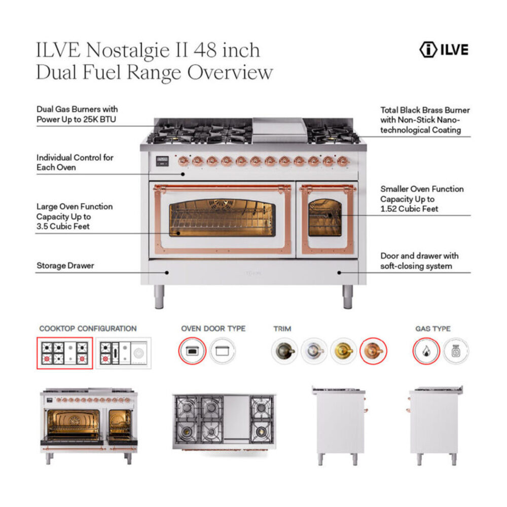 ILVE UN48F Nostalgie II Noblesse 48 inch Dual Fuel Range