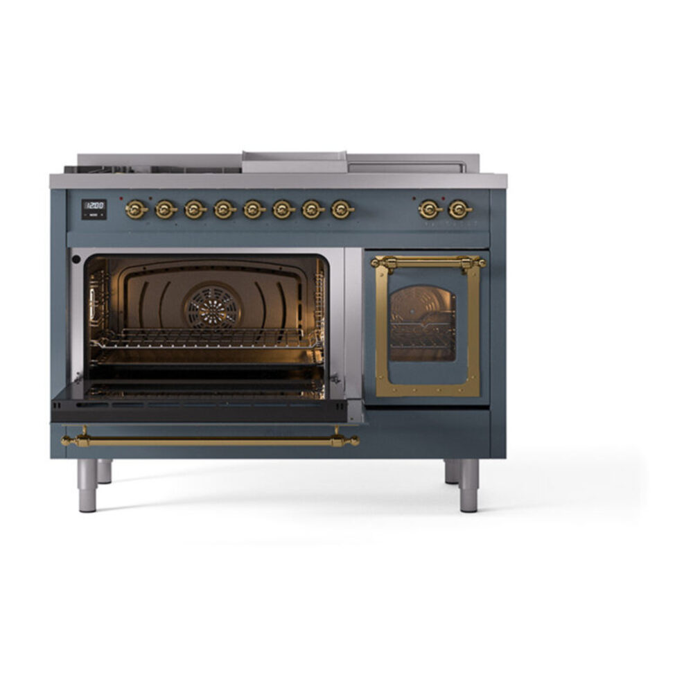 ILVE_UN48FSNMPBGGLP_Nostalgie_II_48"_Dual_Fuel_Range_main_oven_door_opened
