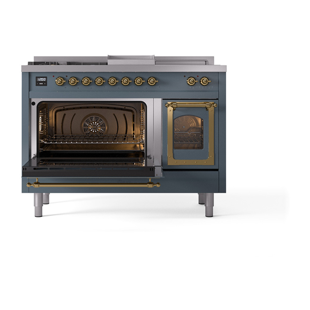 ILVE_UN48FSNMPBGGLP_Nostalgie_II_48"_Dual_Fuel_Range_main_oven_door_opened