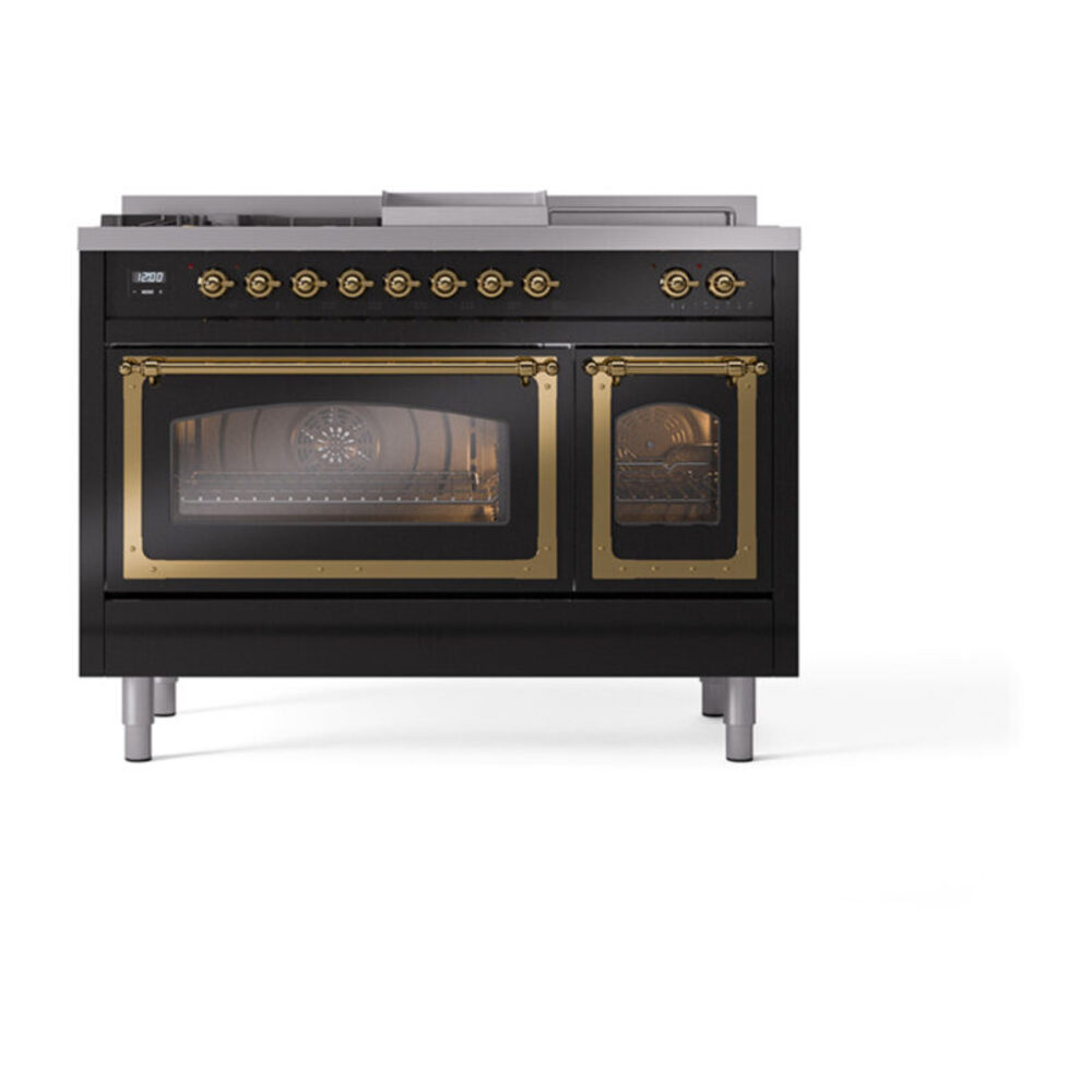 ILVE_UN48FSNMPBKG_Nostalgie_II_48"_Dual_Fuel_Range_front_view