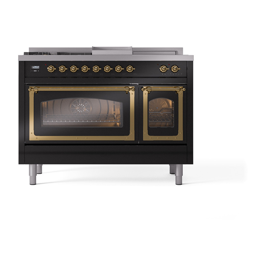 ILVE_UN48FSNMPBKG_Nostalgie_II_48"_Dual_Fuel_Range_front_view
